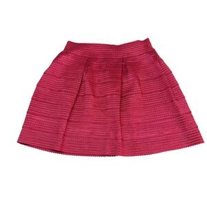 Dniina Red Textured Pleated Mini Skirt Party Cocktail Going Out Size M